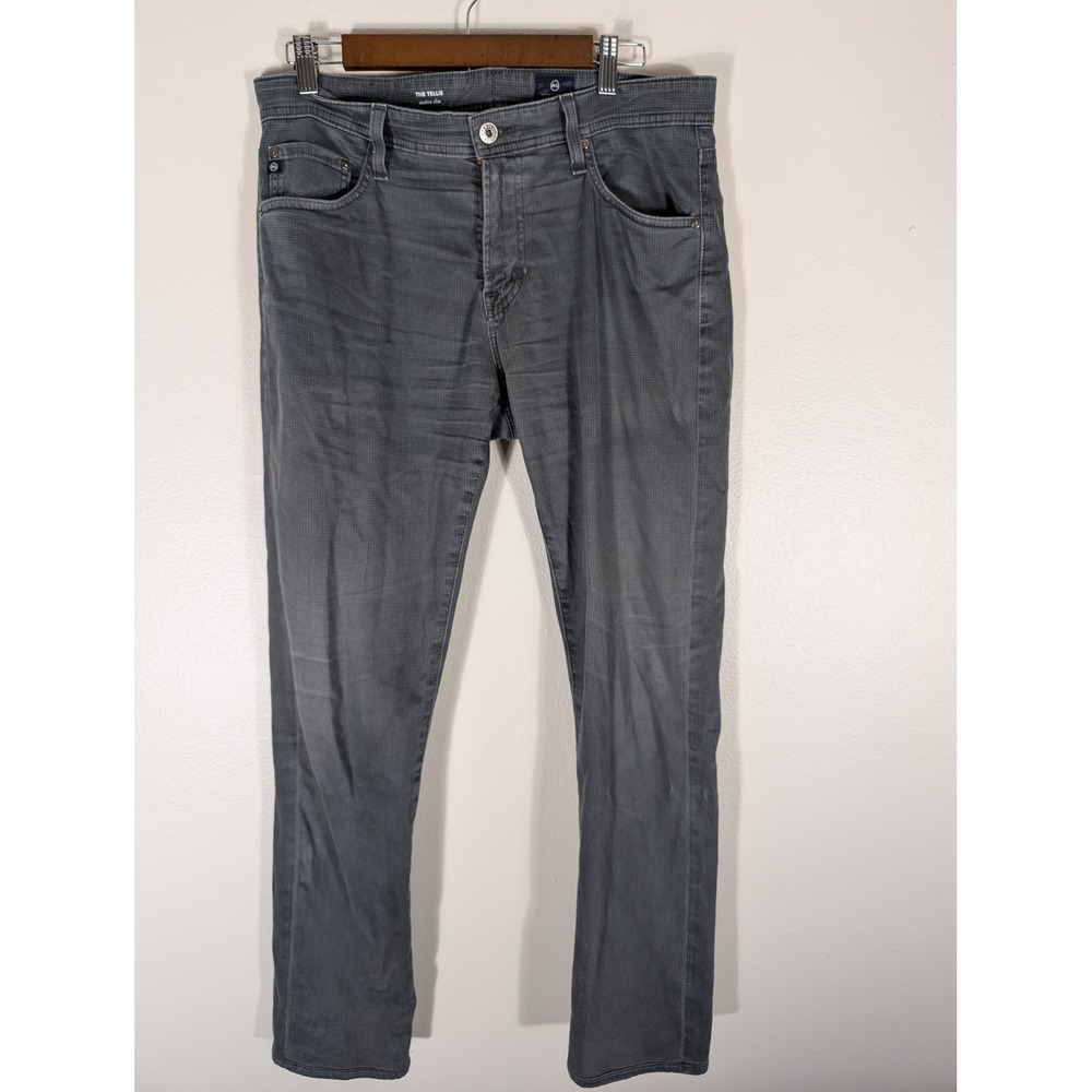 AG Adriano Goldschmied The Tellis 33/34 Modern Slim Pants Gray Micro Grid
